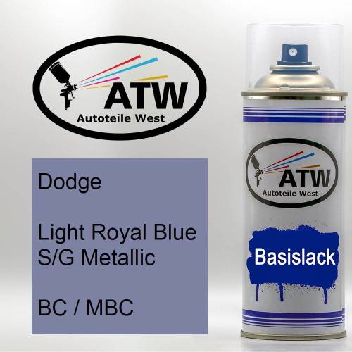 Dodge, Light Royal Blue S/G Metallic, BC / MBC: 400ml Sprühdose, von ATW Autoteile West.